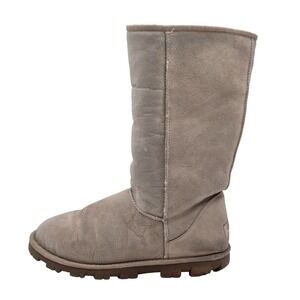 UGG Boots Womens Size 9 Beige Suede Shearling Lined Mid Calf Winter 5845